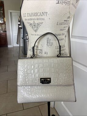 Kate Spade knightsbridge Doris gray crocodile embossed leather Crossbody